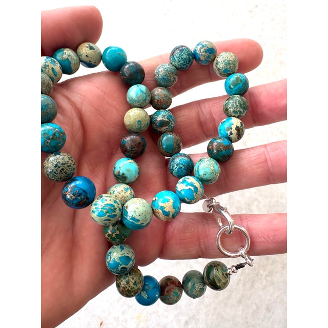 2020s Ocean Jasper Beaded Necklace With Silver Plated Clasp by Matthew Izzo For Sale - Image 5 of 5