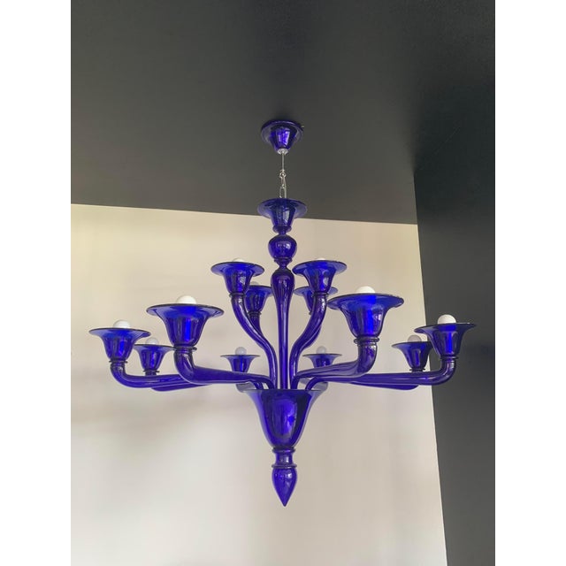 Venetian Blue Murano Glass Chandelier by Simoeng For Sale - Image 6 of 7