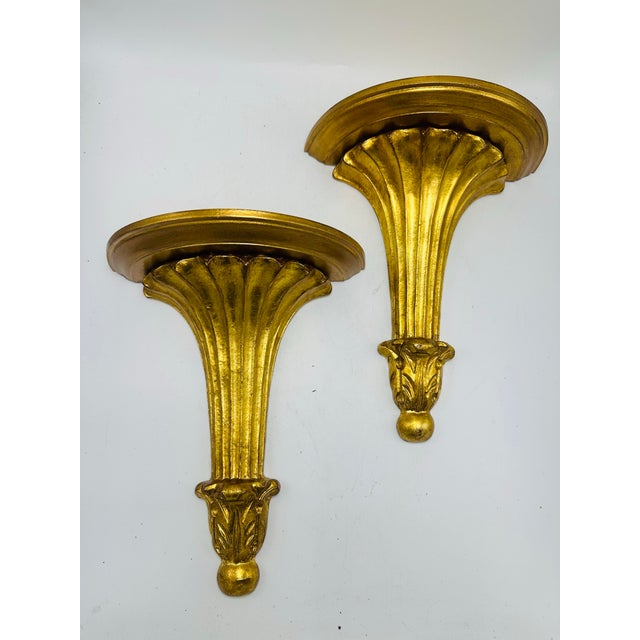 Gold Gilt Italian Wall Brackets, a Pair For Sale In Charleston - Image 6 of 6