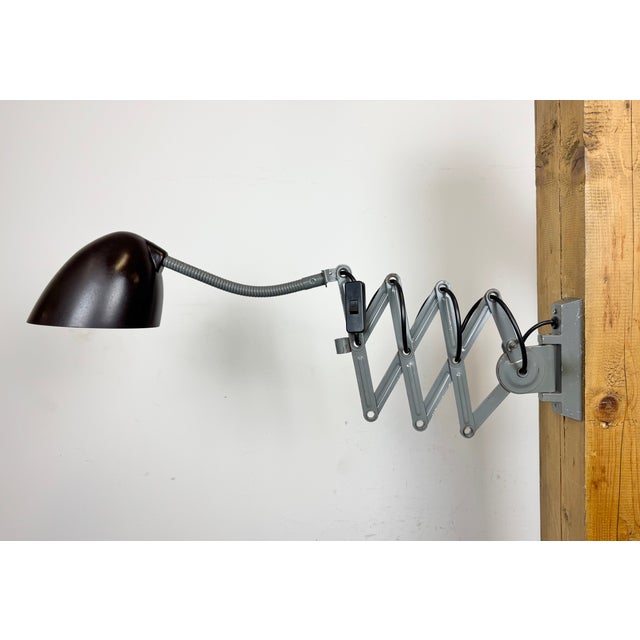 Industrial Grey Scissor Wall Lamp from Elektroinstala, 1960s For Sale - Image 9 of 18