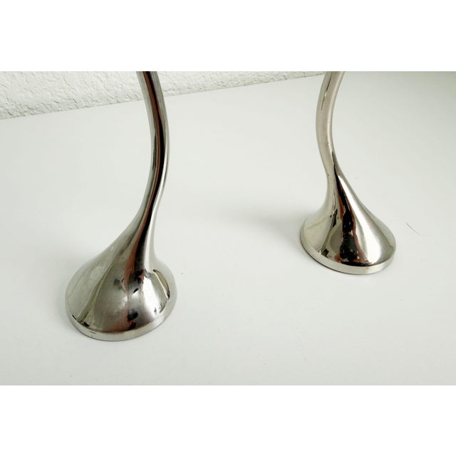 Vintage Nesting Zigzag Candlesticks - A Pair For Sale - Image 10 of 11