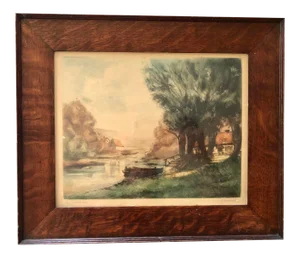 French Hand Colored Aquatint Etching by Louis Charlot