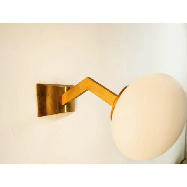 Mid-Century Modern Brass Wall Light with Oval Glass For Sale - Image 3 of 9