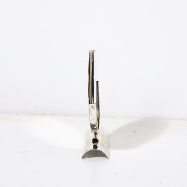 1930s Art Deco Streamline Round Picture Frame in Nickel & Glass For Sale - Image 5 of 9