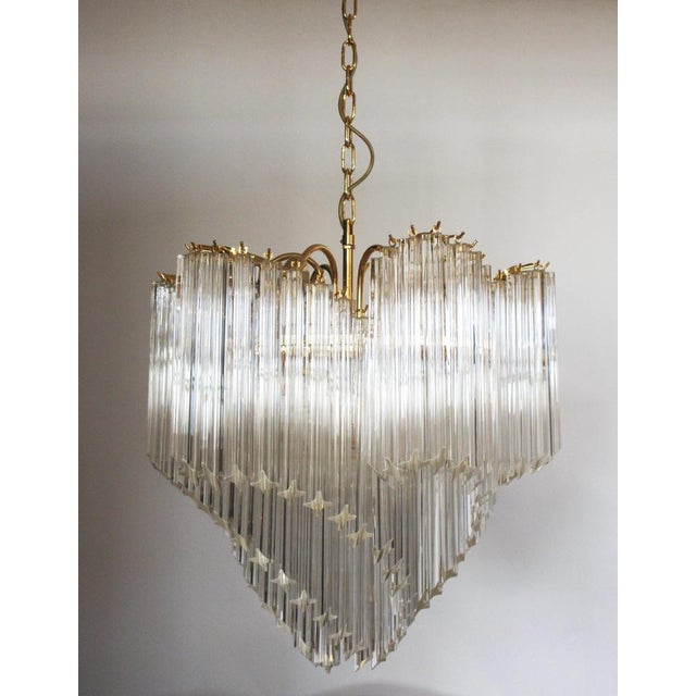 Italian Quadriedri Gold Metal Frame Murano Chandeliers, Set of 2 For Sale - Image 13 of 18