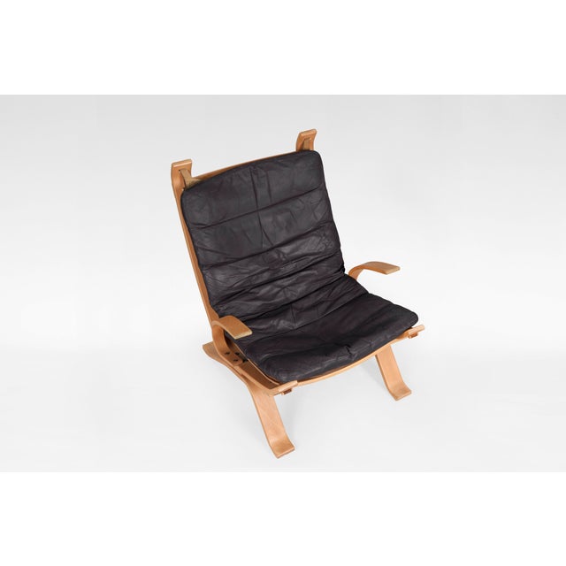 Vintage Cognac Focus Lounge Chair from Bramin Møbler, 1970s For Sale - Image 4 of 9