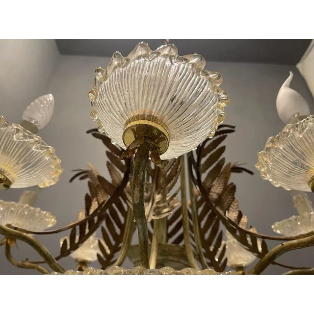 Venetian Murano Glass Tole Chandelier, 1960s For Sale - Image 3 of 8