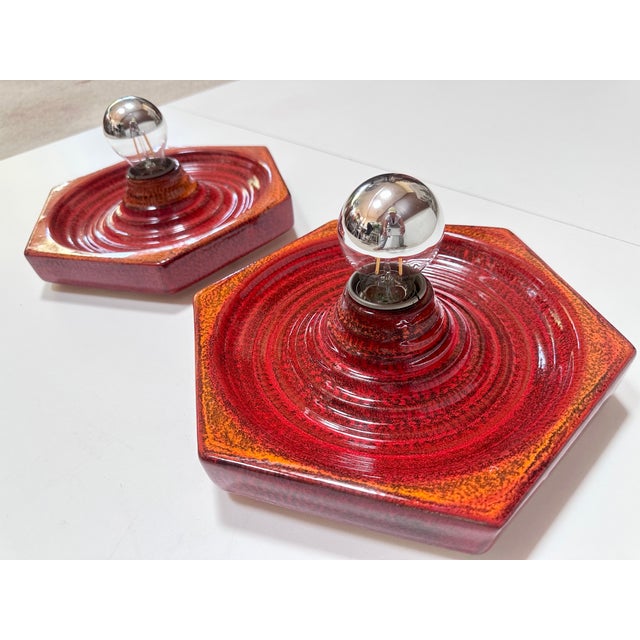 1970s Ceramic Wall Lights from Hustadt Leuchten, Germany, 1970s, Set of 2 For Sale - Image 5 of 18