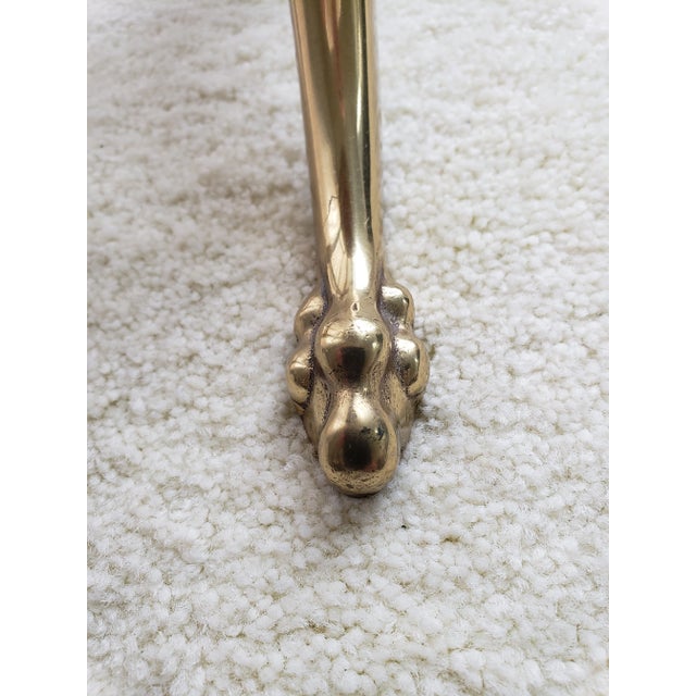 1970s Vintage Brass Pedestal Side Table With Florentine Engraving and