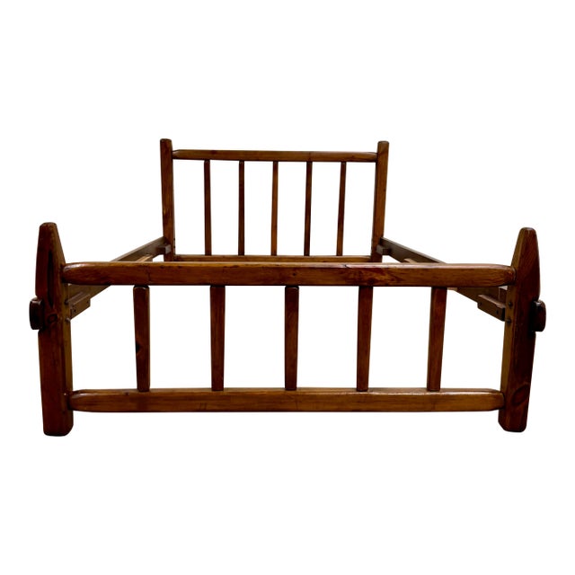Vintage Full Size Mission Arts and Crafts Rustic Style Slat Bed For Sale