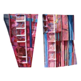 Bruce Robbins, Bruce Robbins Large Abstract Diptyque Ladder Sculpture Painting "Jerusalem" 1981, 1981 For Sale