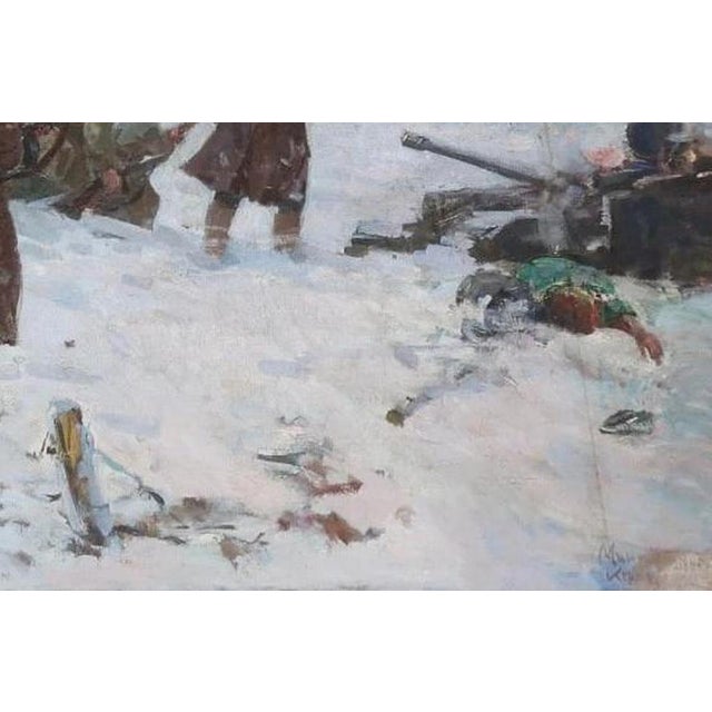 Soviet Army Battle Oil Painting by Grigory Minsky (Minsky G.S., born 1912) For Sale - Image 6 of 6
