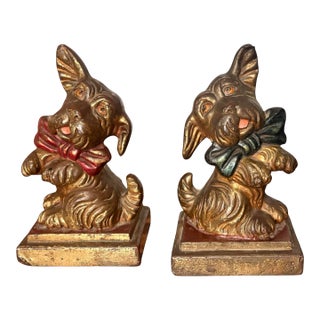 Armor Bronze Co. Scottie Dog Bookends Set Statue Set For Sale