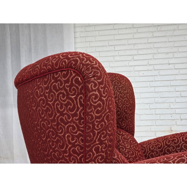 Danish Armchair in Red Wool with Oak Legs, 1950s For Sale - Image 14 of 18