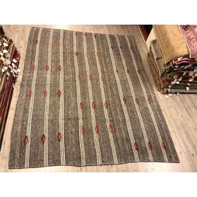 1960s Vintage Handmade Nomadic Wool Kilim Rug- 7′2″ × 8′11″ For Sale - Image 11 of 11