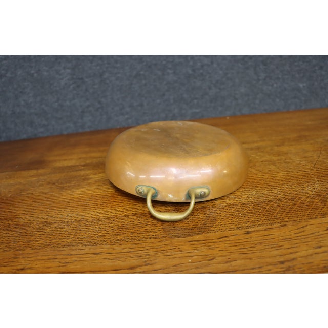 Antique Copper Gratin / Sauté Pan With Brass Handles For Sale - Image 12 of 14