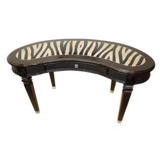Mid 20th Century Maitland Smith Writing Desk | Zebra Stripe Inlaid Tile Top For Sale