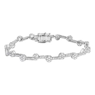 .925 Sterling Silver 2.0 Cttw Diamond Custer Link Bracelet For Sale