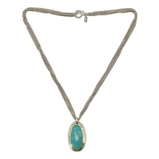 1980s Vintage Southwestern Americana Peyote Bird Turquoise & 4-Strand Sterling Pendant Necklace - 22” For Sale