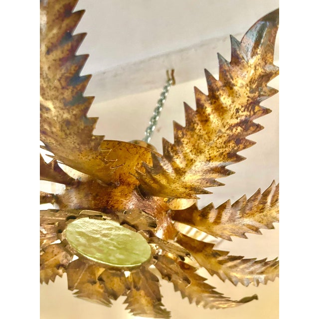 Spanish Solar Crown Sunburst Light with Gilt Gold Finish, 1950 For Sale - Image 6 of 11