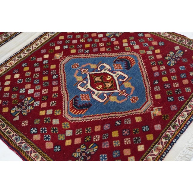 Red Extremely Fine Pair of Saddle Bag Persian Kashkouli Rug 2'0" X 4'0" For Sale - Image 8 of 10