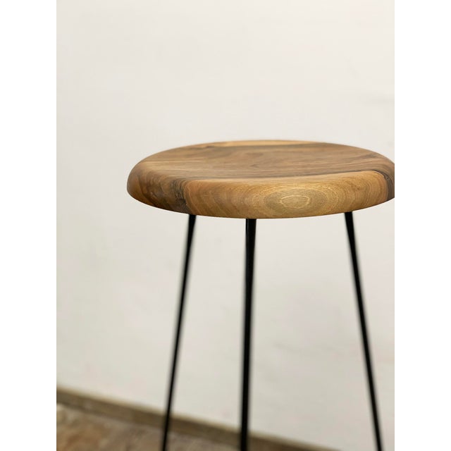 Bar Stool with Steel Frame and Walnut Seat For Sale - Image 11 of 17