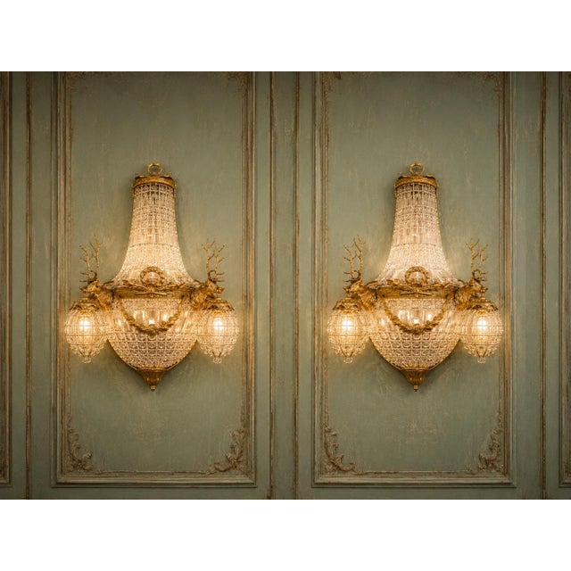1980 French Artisan Louis XVI Gold Bronze Sconces Wall Lamps - Pair For Sale - Image 12 of 12