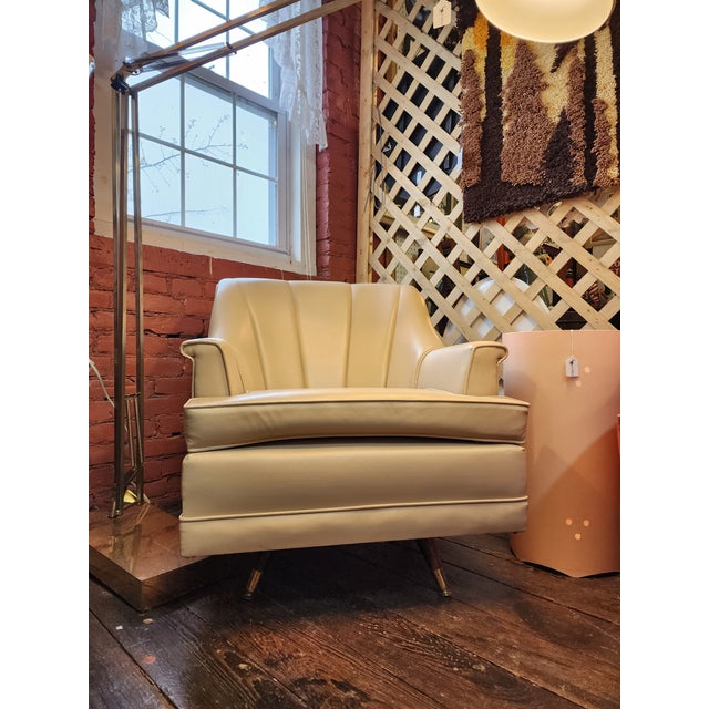 Vintage 1950s Midcentury Modern Pontiac Chair Co for Montgomery Ward White Swivel Rocking Chair For Sale - Image 4 of 12