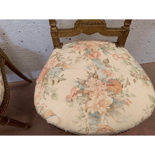 Louis XVI Style Giltwood Chairs, 20th Century, Set of 2 For Sale - Image 4 of 9