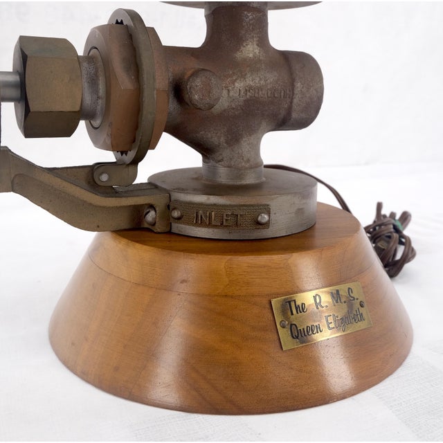 Queen Elisabeth Ships Valve Walnut Base Table Lamp Conversion For Sale - Image 9 of 10