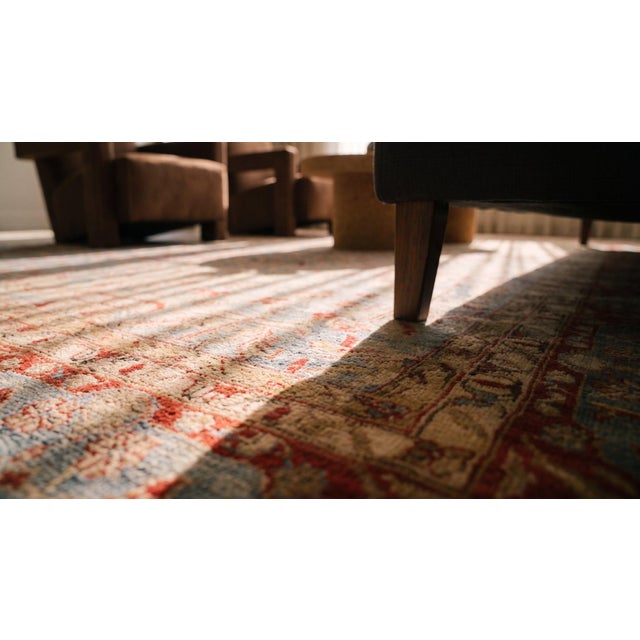 Fantastic Blue Color With Special Full Flower Patters Antique Indian Lahore Rug For Sale - Image 13 of 15