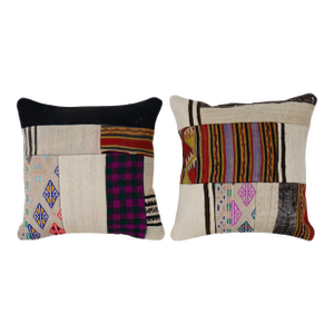 Wool Turkish Kilim Pillow Cover - A Pair