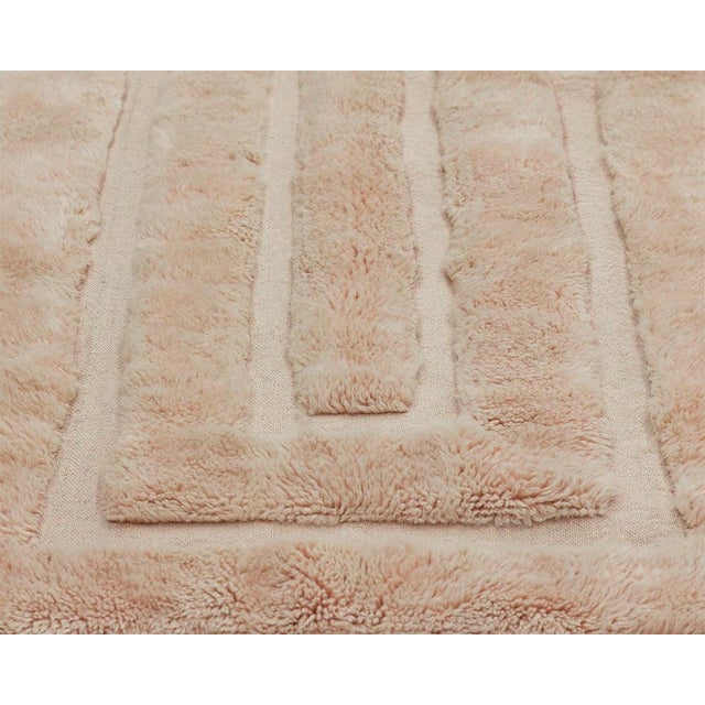 Pink Hand-Knotted Wool Rug by Azele Studio For Sale - Image 8 of 9