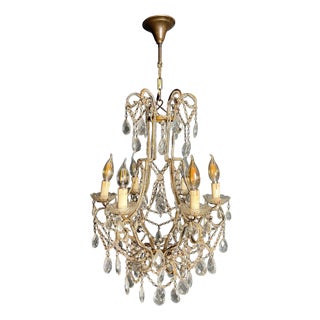 1970s Italian pearl and crystal chandelier For Sale