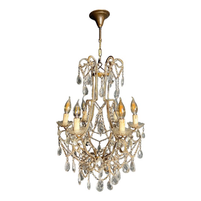 1970s Italian pearl and crystal chandelier For Sale