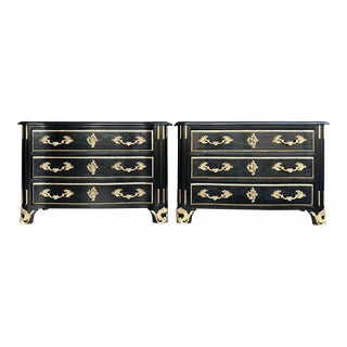 Ebonized and Gilded Maison Jansen Style French Commodes- a Pair For Sale