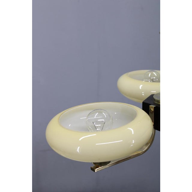 1930s Art Deco Brass, Glass, and Wood Chandelier with Champagne Glass, Czechoslovakia, 1930s For Sale - Image 5 of 12