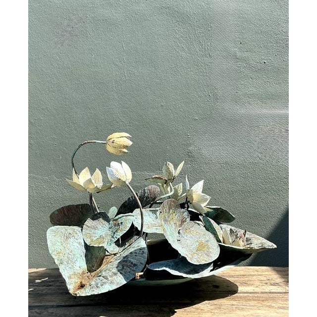 Vintage Patinated Copper Lilypad Sculpture For Sale - Image 11 of 12