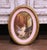 Pair Mid-Century French Painted Genre Scene Oval Glass Pendants in Gilt Frames For Sale In Dallas - Image 6 of 11