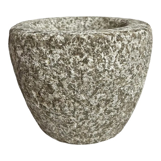 Small Rustic Vintage Outdoor/Indoor Granite Decorative Bowl For Sale