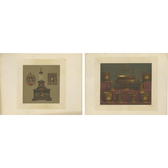 Gold F. X. Zettler, Bavarian Royal Chapel Objects, 1874, Chromolithographs, Set of 2 For Sale - Image 8 of 9