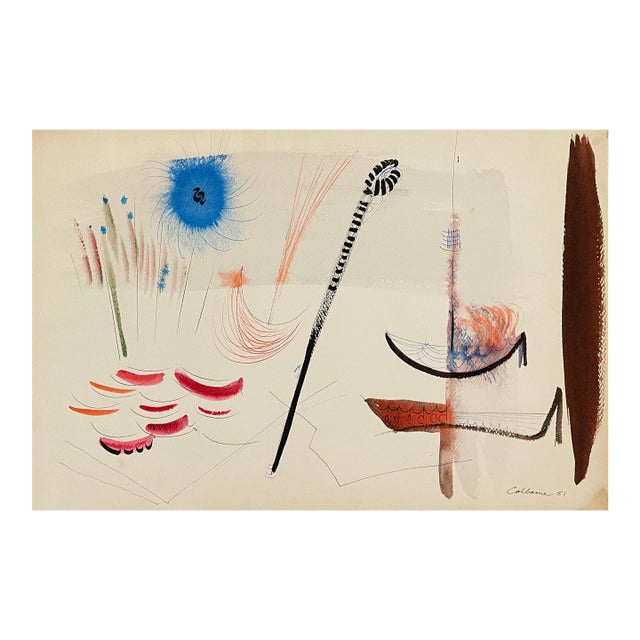 1951 Robert Colborne Mid Century Modern Watercolor For Sale