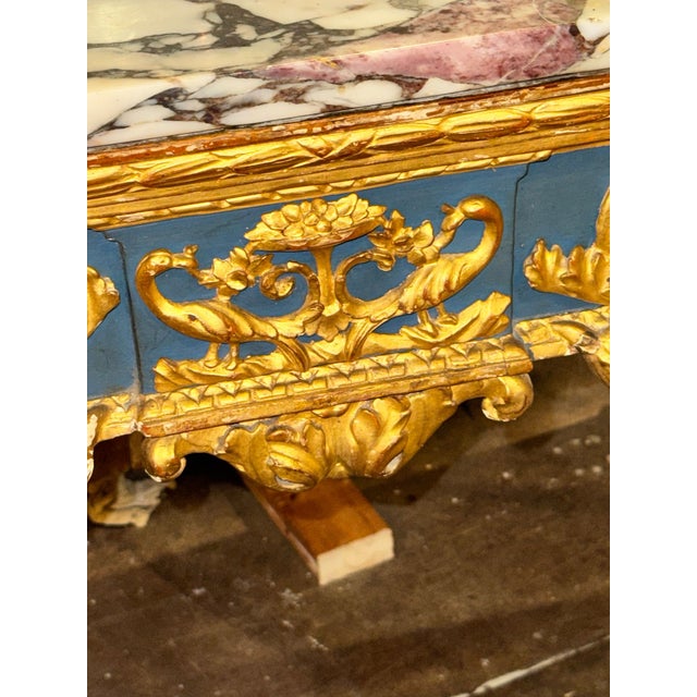 18th C. Italian Neoclassical Parcel Gilt Console For Sale - Image 4 of 8
