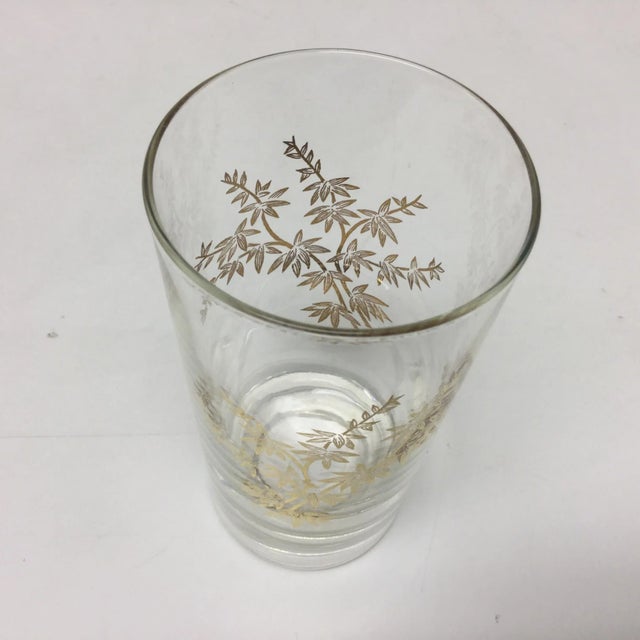 Mid 20th Century Glassware With Gold Bamboo Botanical Design - Set of 7 For Sale - Image 6 of 8