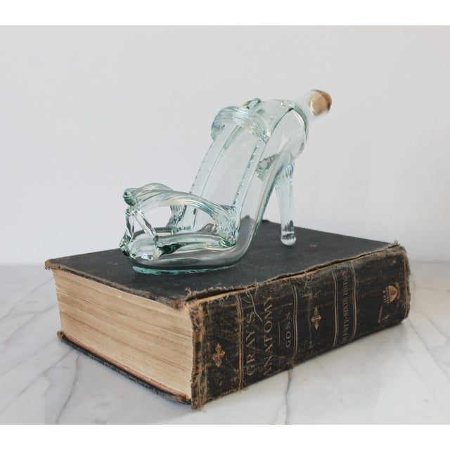 Transparent Vintage Art Glass High Heel Shoe Decanter For Sale - Image 8 of 17