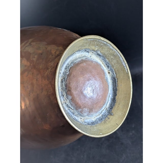 19th Century Copper Water Pitcher Jig Double Spout Brass Base 16" For Sale - Image 9 of 10