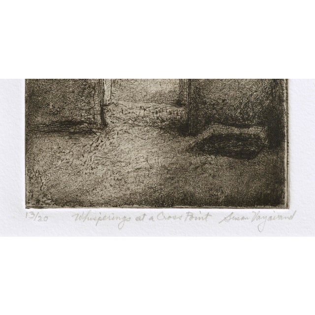 Paper Susan Varjavand "Whisperings at a Cross Point" Drypoint Etching Circa 1990 For Sale - Image 7 of 7