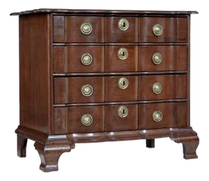 19th Century Shaped Front Oak Chest of Drawers, 1880