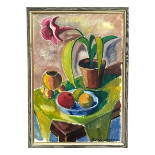 Bror Göransson, Flowers and Fruit, 1960s, Oil on Canvas, Framed For Sale