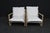 Wood Pair of Washed Oak Sling Lounge Chairs With White Linen Cushions For Sale - Image 7 of 10